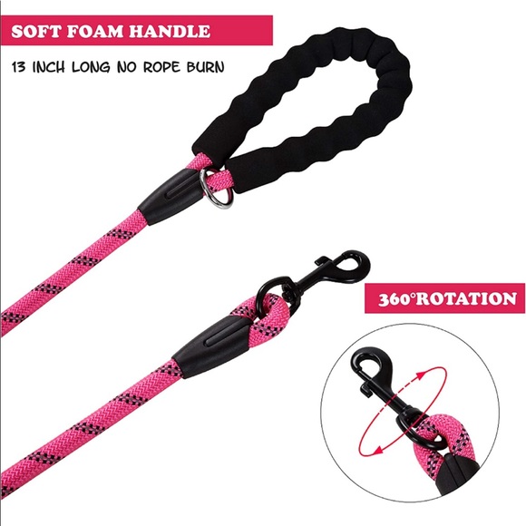Poohoo 2 Dog Leashes 5 Feet Glove Pink. - Picture 4 of 6